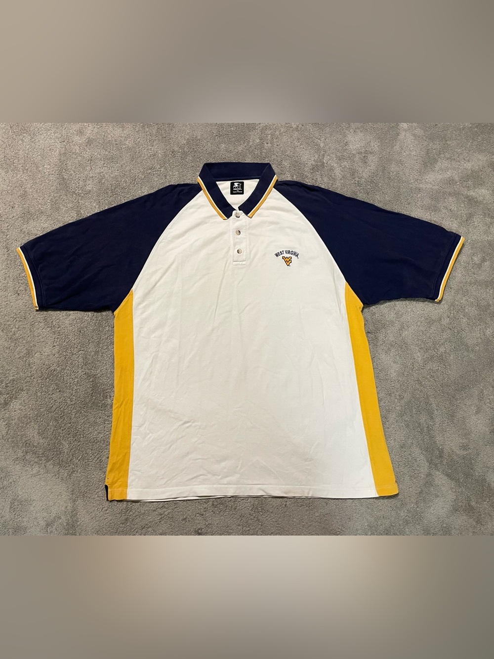 Vintage Starter WVU West Virginia University Mountaineers Polo Shirt Mens 2XL